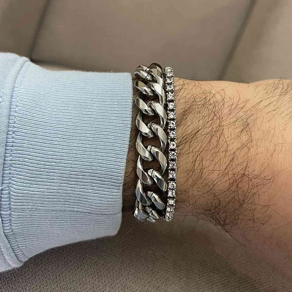 Clean Cubana Silver Bracelet 13MM Βραχιόλι από ανοξείδωτο ατσάλι 316L